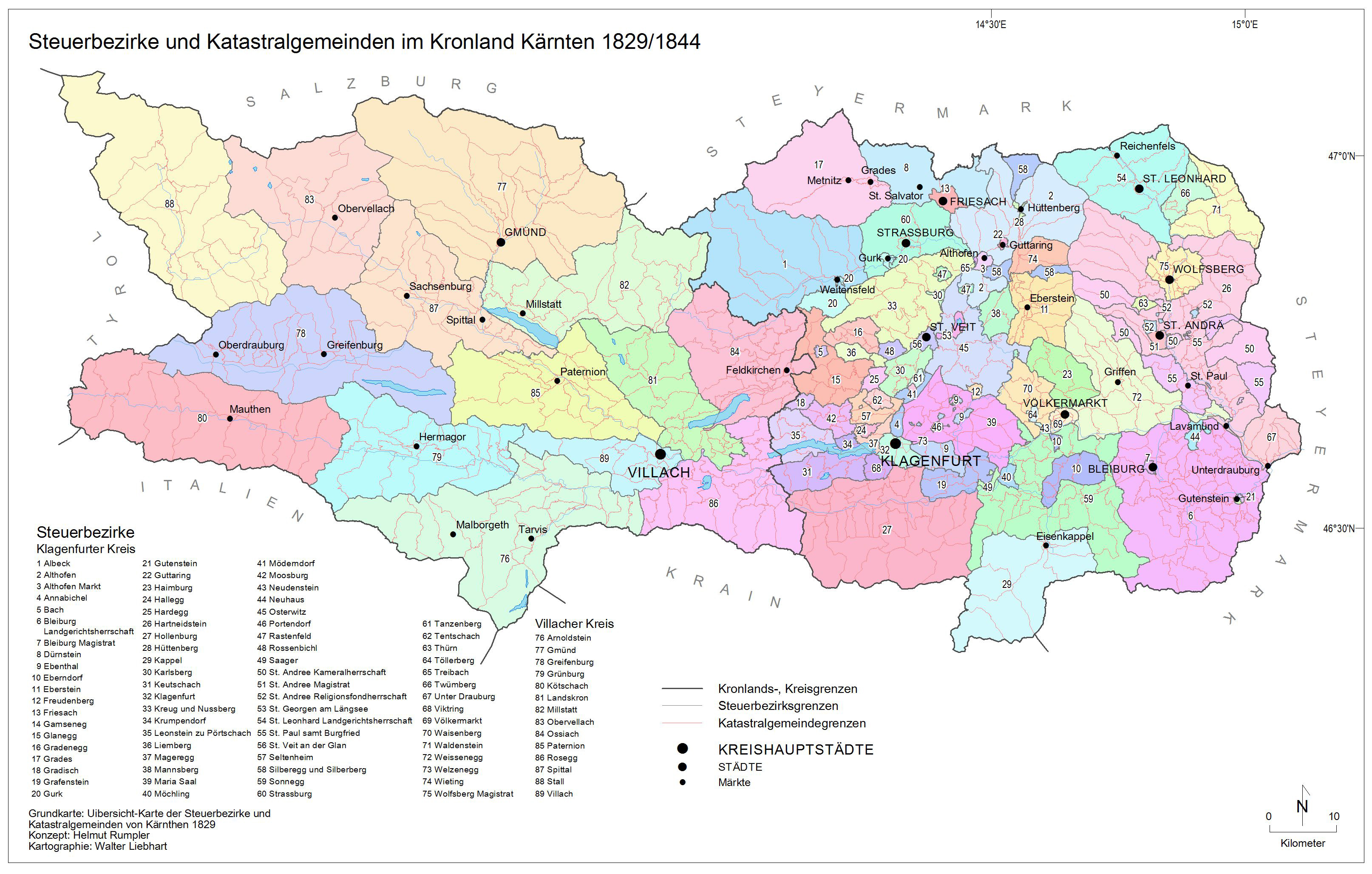 Steuerbezirke und Katastralgemeinden im Kronland Kärnten