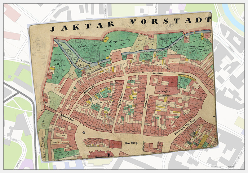 Detailansicht Troppau Stadt Nord Indikationsskizze 1836